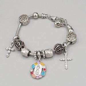 Adrienne Vittadini Silver Plated Virgin Mary Charm Bracelet Religious